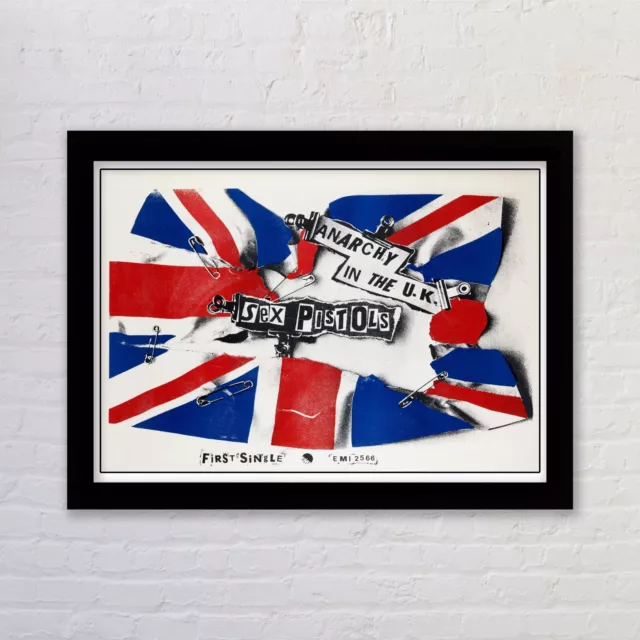 Framed Sex Pistols Anarchy in the UK Promo Poster Reproduction Print Punk Rock