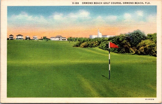 ORMOND BEACH GOLF COURSE, ORMOND BEACH Florida FL linen postcard