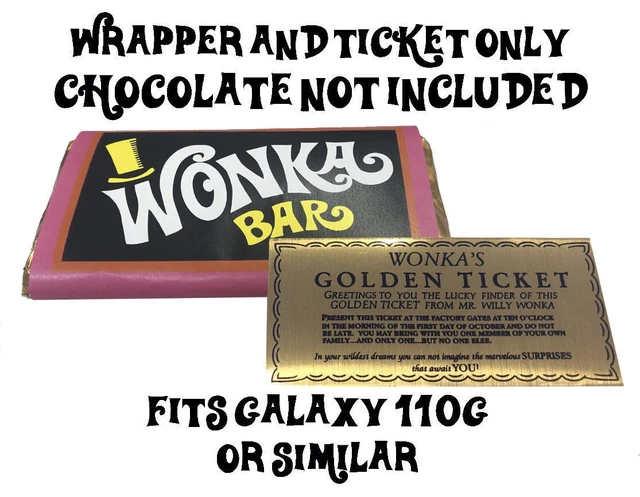 ICING Willy Wonka, Wonka Bar Chocolate Wrapper EFFECT Edible Cupcake Topper  x 36