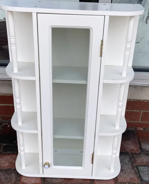 Wooden Curio Knick Knack Display Cabinet 26" x  18" x 6" Stand Alone/Wall White