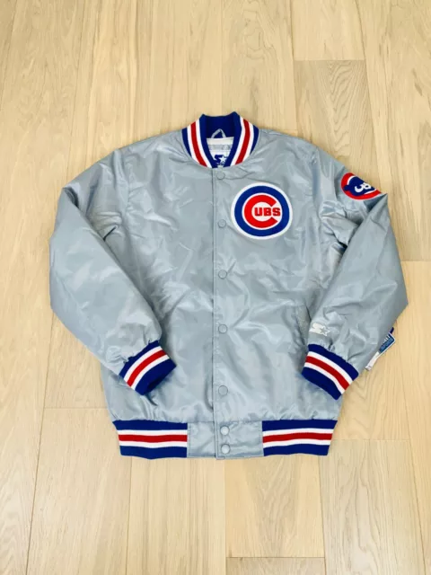 Chicago Cubs Grey Vintage Starter Jacket In Space Grey Size Medium