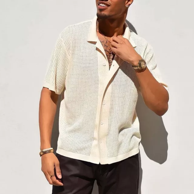 Fashionable Short Sleeve Shirts for Men Lightweight Mesh Design for Summer