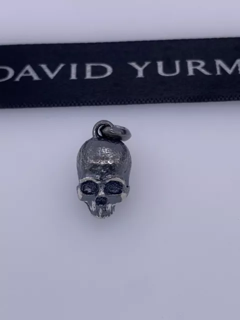 David Yurman Sterling Silver Men's 16mm Skull Waves Charm Pendant Amulet