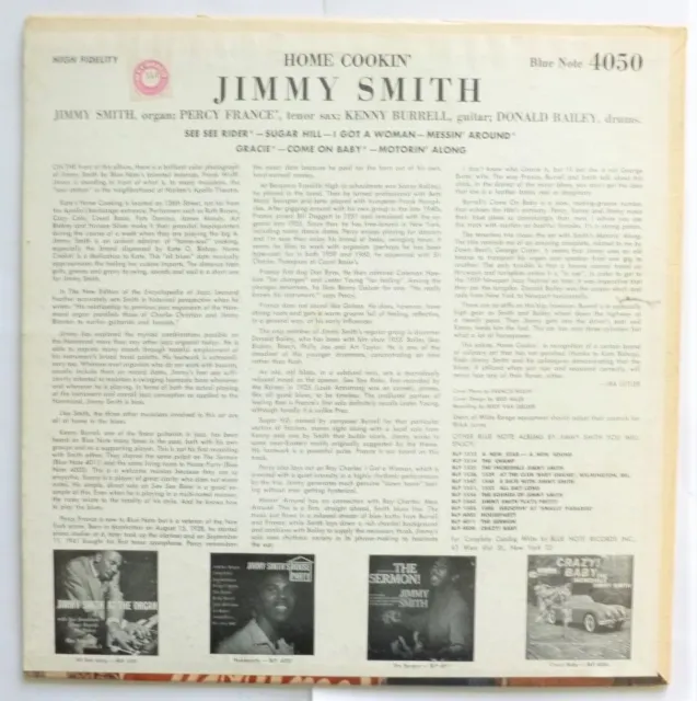Jimmy Smith Home Cookin LP Blue Note BLP4050 VG/VG 1961 US pressing, with Blue N 2