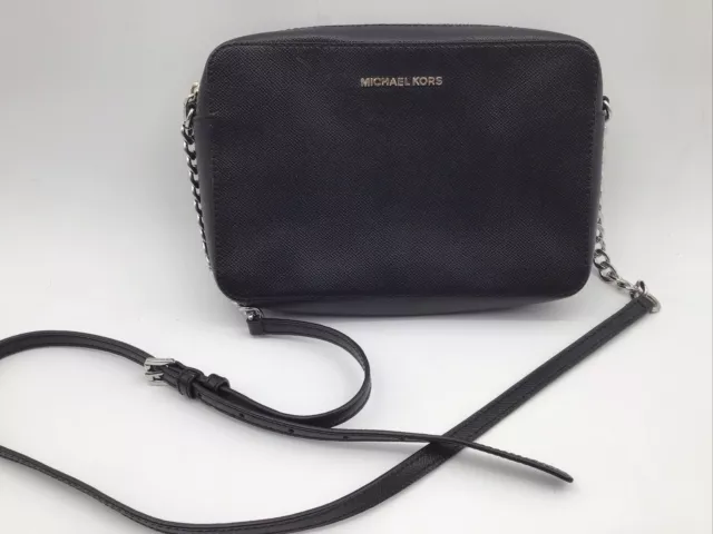 Michael Kors Jet Set Black Leather Crossbody Purse, Authenticated