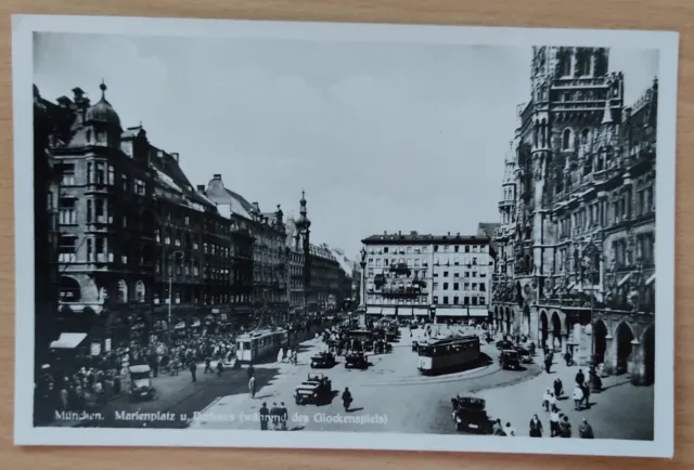 alte Topo-AK vor 1945 unbenutzt - München, Marienplatz und Rathaus