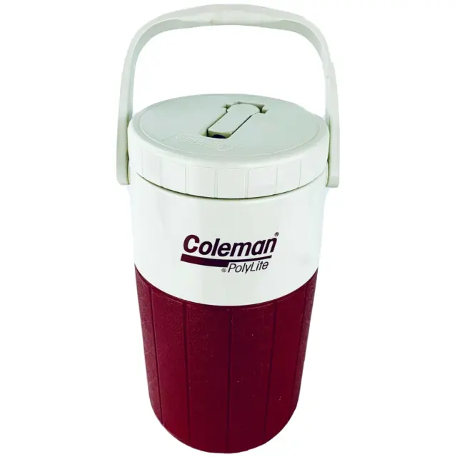 Vintage Coleman Polylite Burgundy 1/2 Gallon Thermos 5590 Water Jug Cooler 1987
