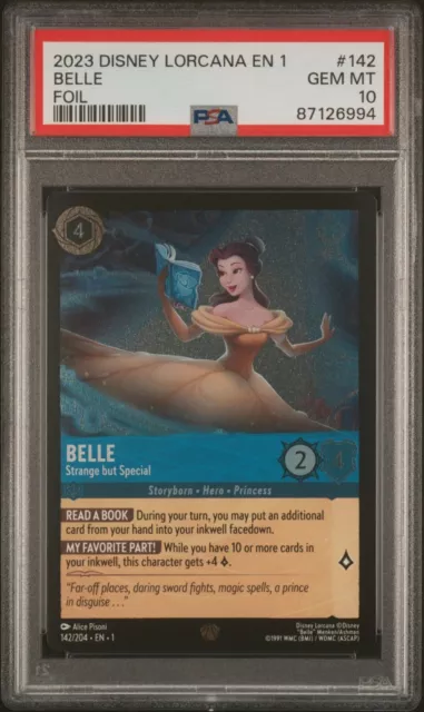 Disney Lorcana Belle Strange But Special 142/204 Legendary Foil PSA 10