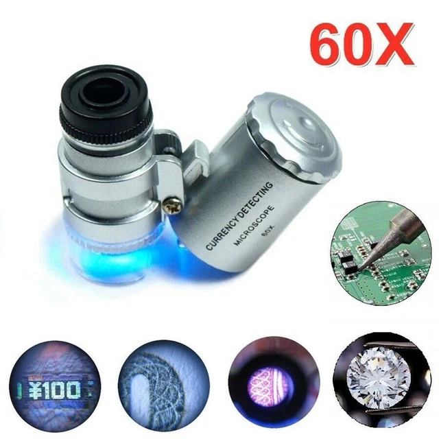 Microscopio Tascabile 60-100X Con LED - Lente D'Ingrandimento Portatile Per Gioielli, Collezionismo, Hobby - Foto 14