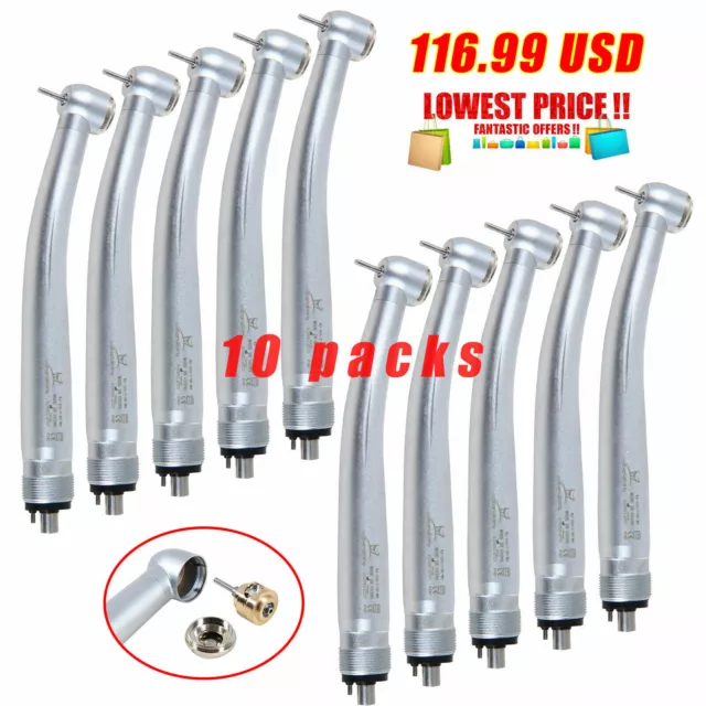 10 Dental High fast Speed Handpiece Push Turbine 4 Holes Fit NSK Pana Max