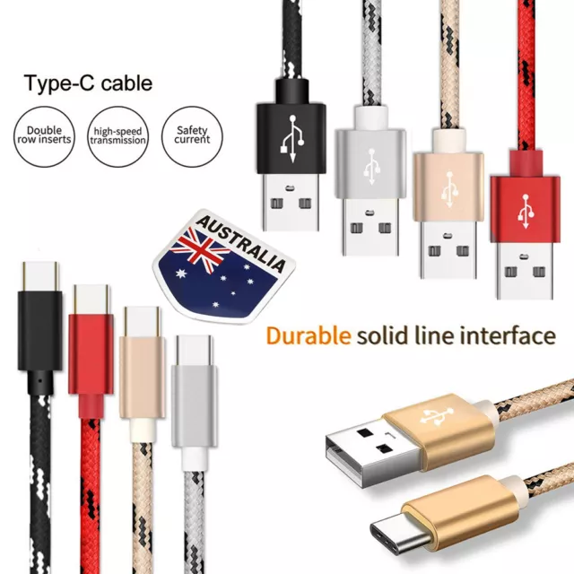 USB-C Type C Data & Charger Cable for Samsung Huawei Xiaomi Google Fast Charging