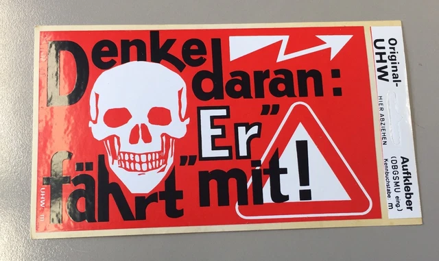 LUSTIGE SPRÜCHE Aufkleber/Sticker Der Tod fährt mit ca. 17,1 x 10