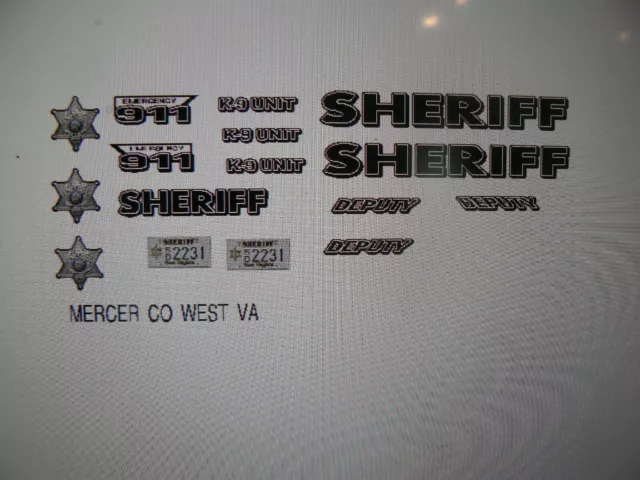Mercer County West Virginia Sheriff Patrol Car Decals 1:24