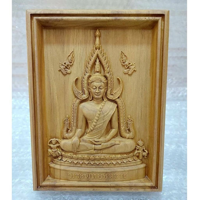 Buddha Teak Wood Carved Decor Sculpture Home Thai Art Figure Wall Picture 15x20