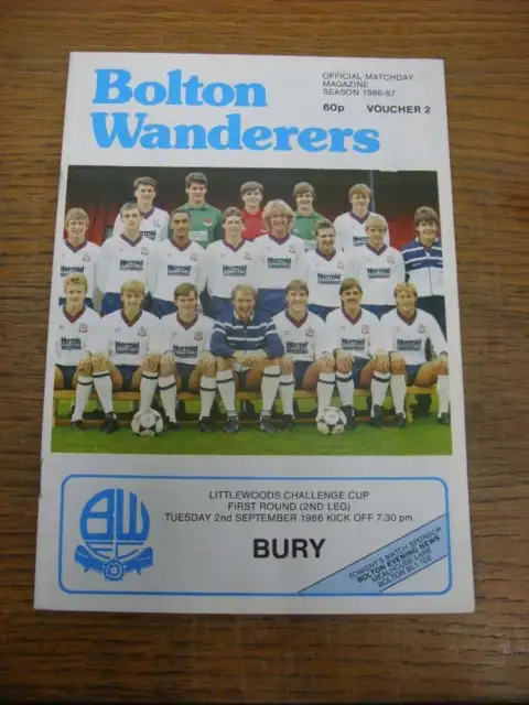 02/09/1986 Bolton Wanderers v Bury [Football League Cup]