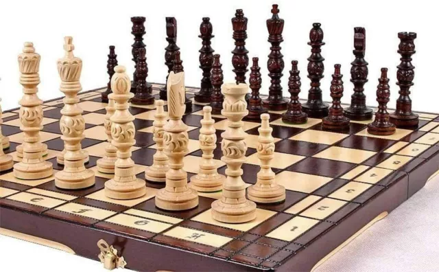 GALANT Exclusive Hand Carved Wooden Chess Set 58 x 58cm Extra Large Chess Board