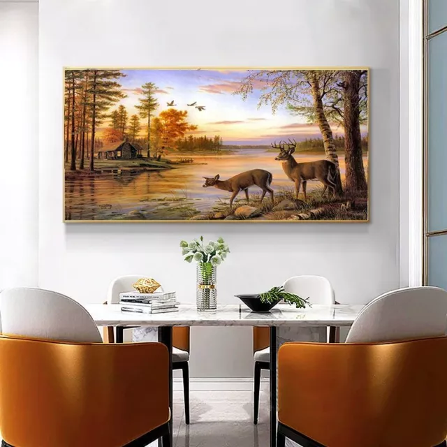 Abstract Sunset Deer Landscape Canvas Painting Canvas Poster Prints Art Pictures