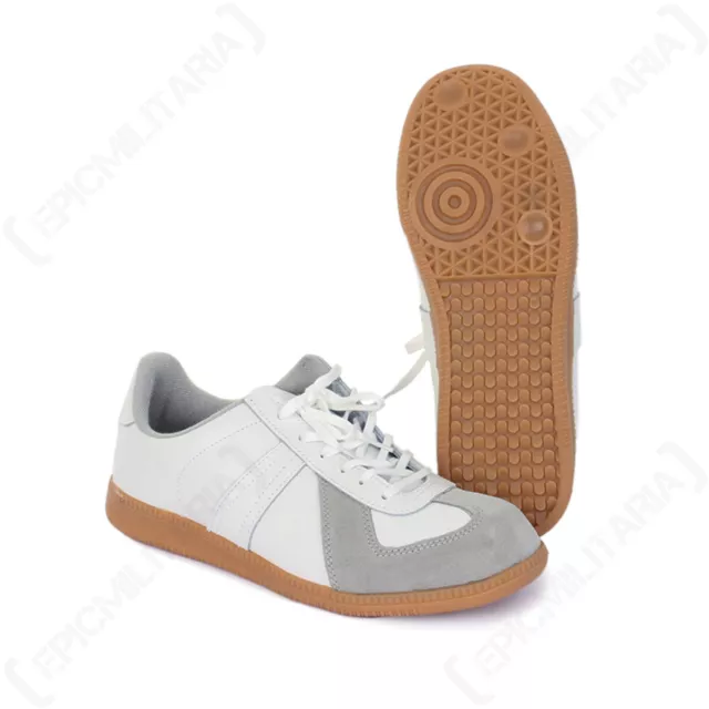 German Army Style Indoor/Outdoor Sports Trainers - Retro Style Sneaker - White