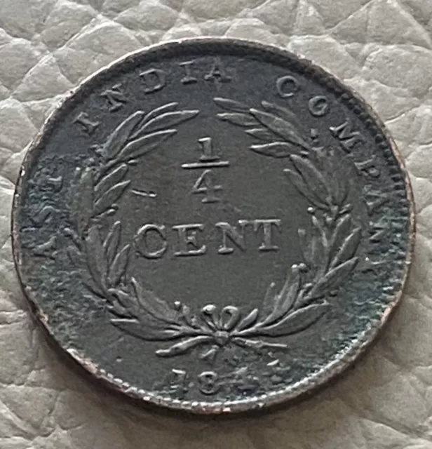 1845 Straits Settlements East India Company 1/4 Cent Coin - Ref 319