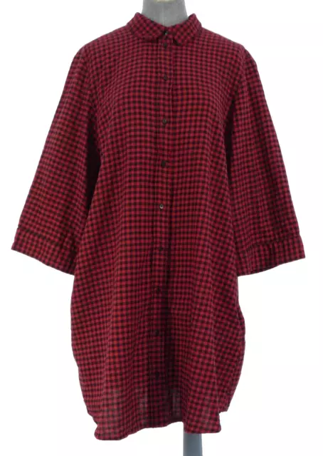 HM Shirt Dress Gingham Red Black Check Cotton Flannel Tunic Retro 90s size UK 10