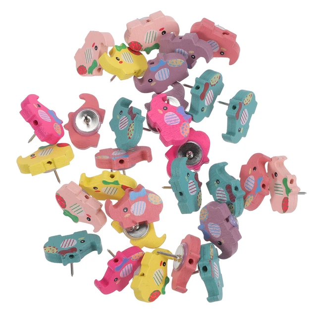 30 PCS WOOD Thumb Tacks Bulletin Board Push Pin Decorative Thumbtacks