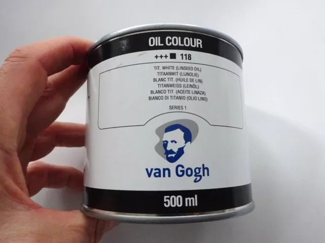 Royal Talens Van Gogh Oil Colour Paint Tin 500ml 118 Tit. White Linseed Oil 1