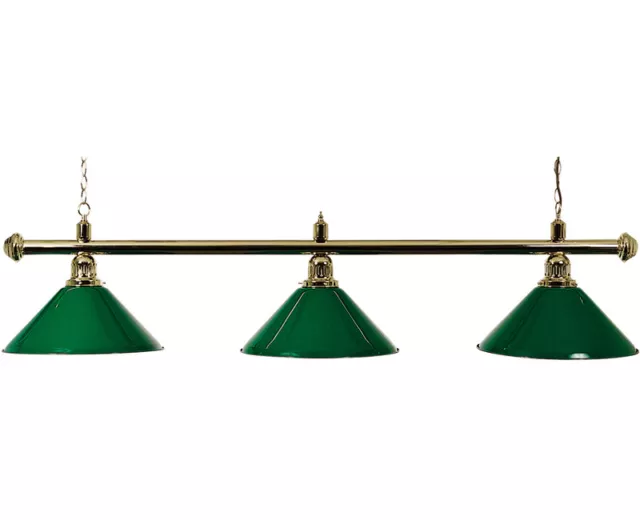 Canopy Lighting - Pool Table Canopy - Brass Bar With  3 Green Shades