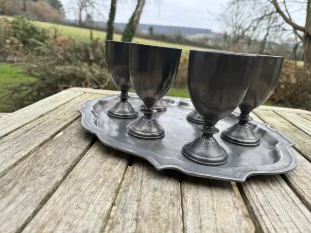 6 Verres Calices à Eau Vin Etains du manoir Mat  Années 90