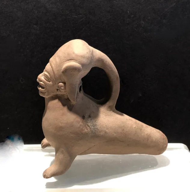 Pre Columbian Ecuador Authentic Figural Pottery Whistle Ocarina Jamacoaque