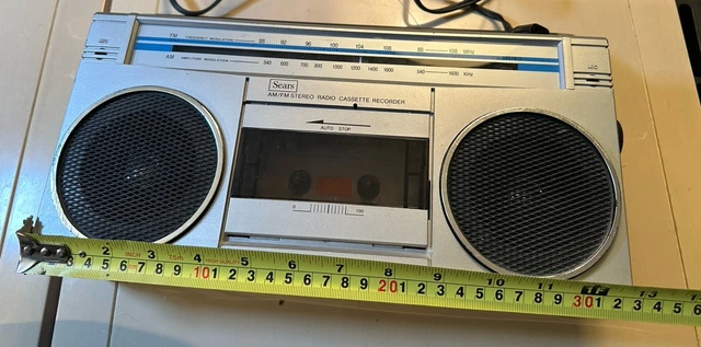 SEARS 1980S 80S AM/FM Stereo Radio Cassette Recorder small boombox READ ...