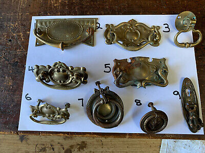 Antique Brass Drawer Pulls Wardrobe,Victorian, Art Deco, Art Nouveau, Edwardian