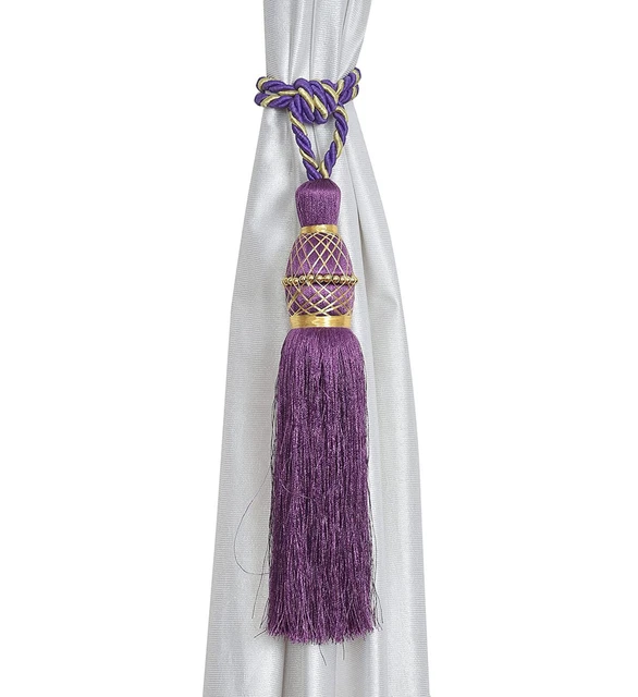 Beautiful Polyester Tassel Rope Curtain Tieback Purple Motijal set of 2 Pcs 3