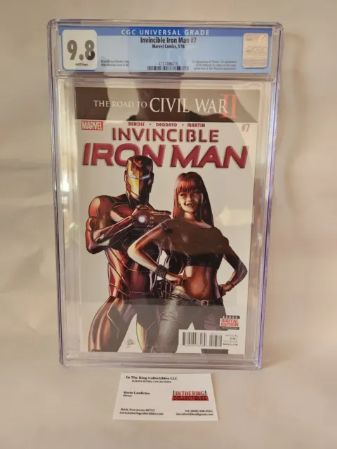 Invincible Iron Man #7 1st Appearance Tomoe & Riri Wiliams In Cameo 5/16 CGC 9.8