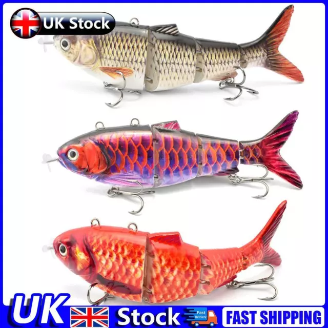 Robotic Fishing Lure Electric Wobbler 4-Segment Auto Swimbait USB LED Light UK