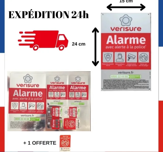 MAXI LOT  Plaque Plexi +  7 Autocollants Complet  VERISURE NEUF Alarme
