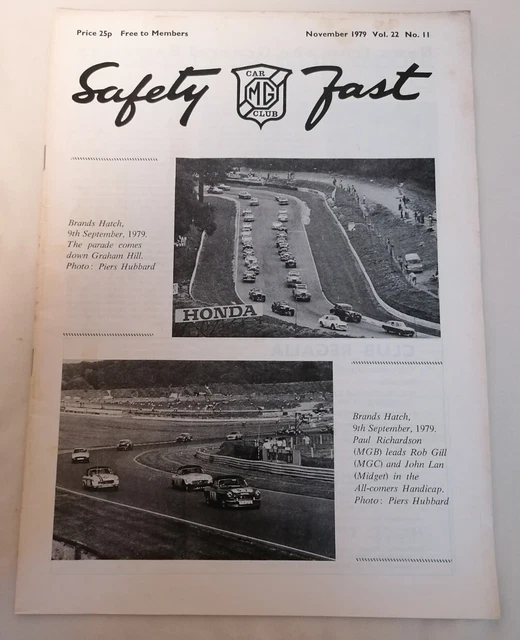MAGAZINE VINTAGE Safety Fast MG Car Club Magazine Novembre 1979 Vol 22 No 11 EUR 3,50