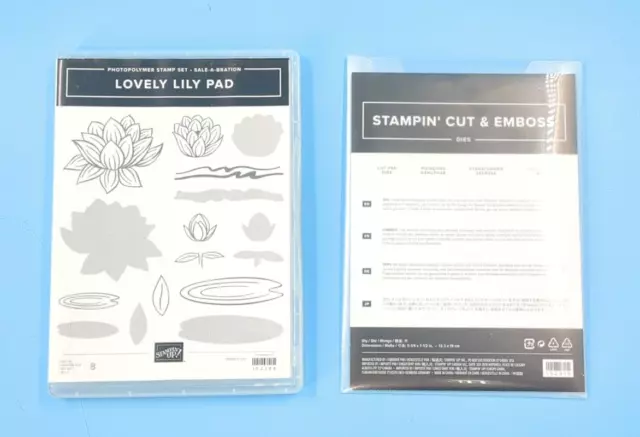 Stampin Up Lovely Lily Pad Stamp & Lily Pad Dies - Pond Flower, Water - 2 step