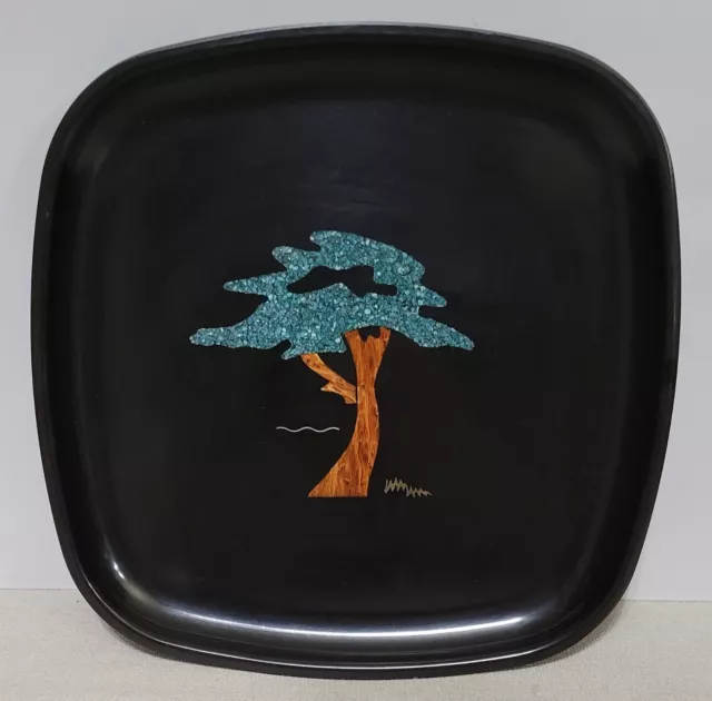 Beautiful Vintage Couroc Monterey Cypress 8.5" Plate Tray