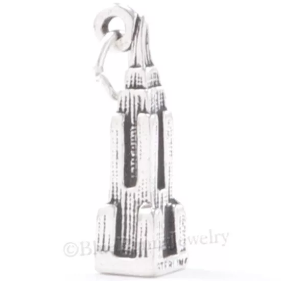 EMPIRE STATE Charm BUILDING Pendant New York TRAVEL STERLING SILVER 3D 925 .925