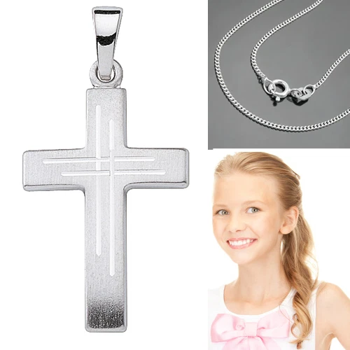 Croce lavorata e Corpo Cristo Argento 925‰ Rodiato