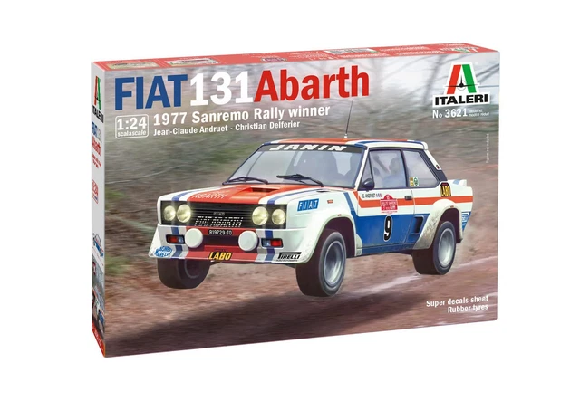 Italeri 1:24 Fiat 131 Abarth '77 Sanremo – Kit Maquette Plastique à Monter, Multicolore, Dès 14 Ans