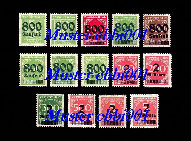 Deutsches Reich Mi. Nr. 301 - 312 A+B Teilauflagen, Neuauflagen 1923 Postfrisch