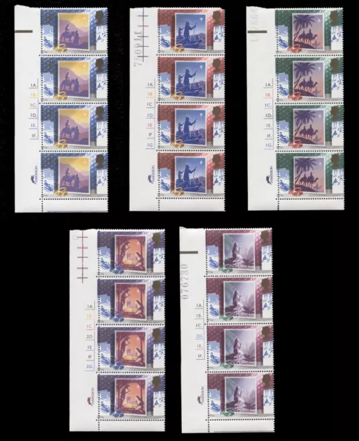 GB 1988 Christmas Full Set - Strips of 4x 14p 19p 27p 32p & 35p Stamps MNH