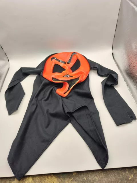 Vintage Halloween Orange Face Scream Mask Frankenstein