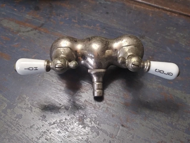 Antique Nickel Chrome Brass Claw Foot Bathtub Porcelain Handles Vintage Faucet