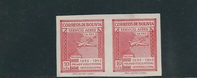 Bolivien 1945 Karte Von National Airways (Scott C100a Imperf Paar) VF MNH