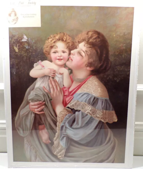 Victorian Lithograph Print Picture "Tender Moments" Mother And Baby Child 12X16