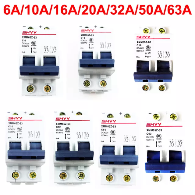 6A/10A/20A/32A/50A 2P DC 400V Miniature Circuit Breaker 2 Pole Air Switch DC MCB