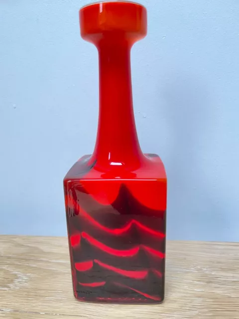 Vintage Retro Rot Opaleszent Opalin Gehäuse Kunst Glas Murano Italien Vase Top