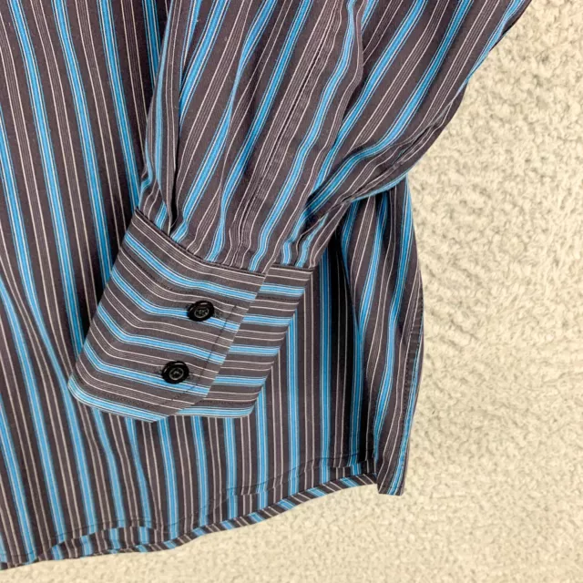HUGO BOSS DRESS Shirt Mens 15.75 40 Black Blue Stripe Business Casual ...